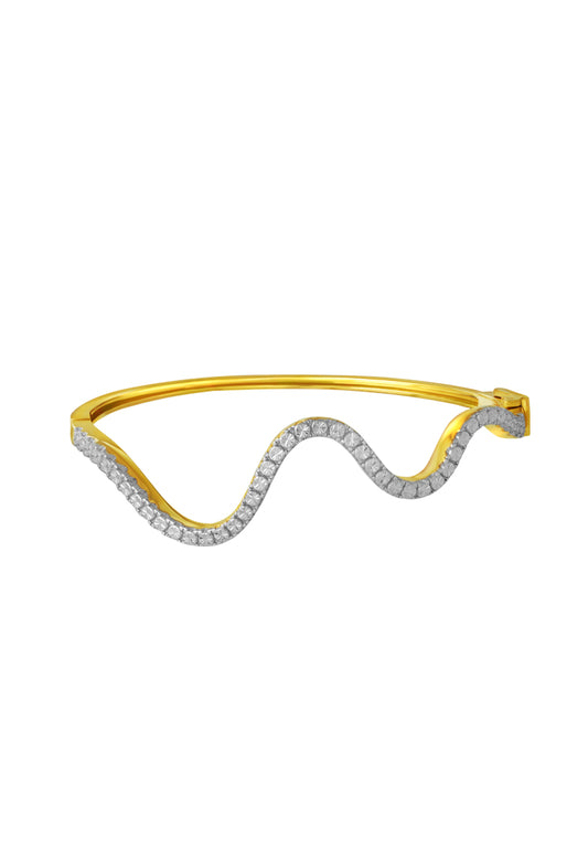 TOMEI Diamond Cut Collection Wavy Bangle, Yellow Gold 916