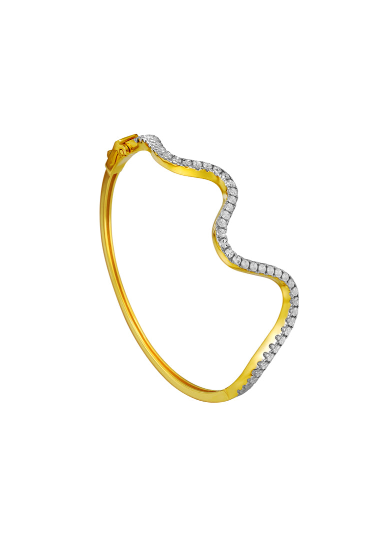 TOMEI Diamond Cut Collection Wavy Bangle, Yellow Gold 916