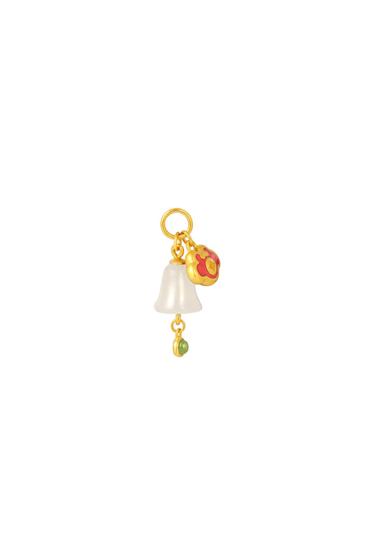 TOMEI Nephrite Bell Charm, Yellow Gold 999