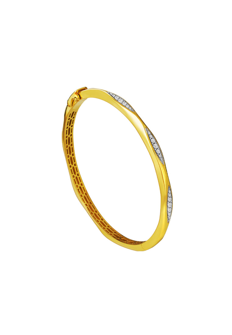 TOMEI Diamond Cut Collection Bangle, Yellow Gold 916
