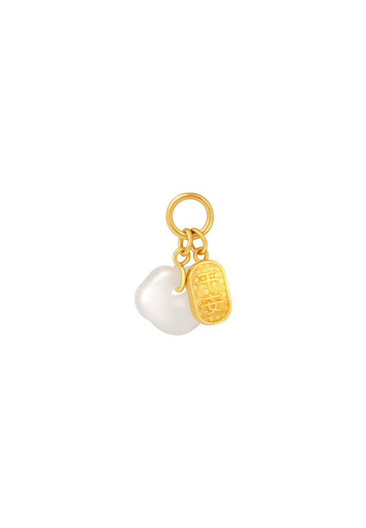 TOMEI Nephrite Healthy & Peace Charm, Yellow Gold 999