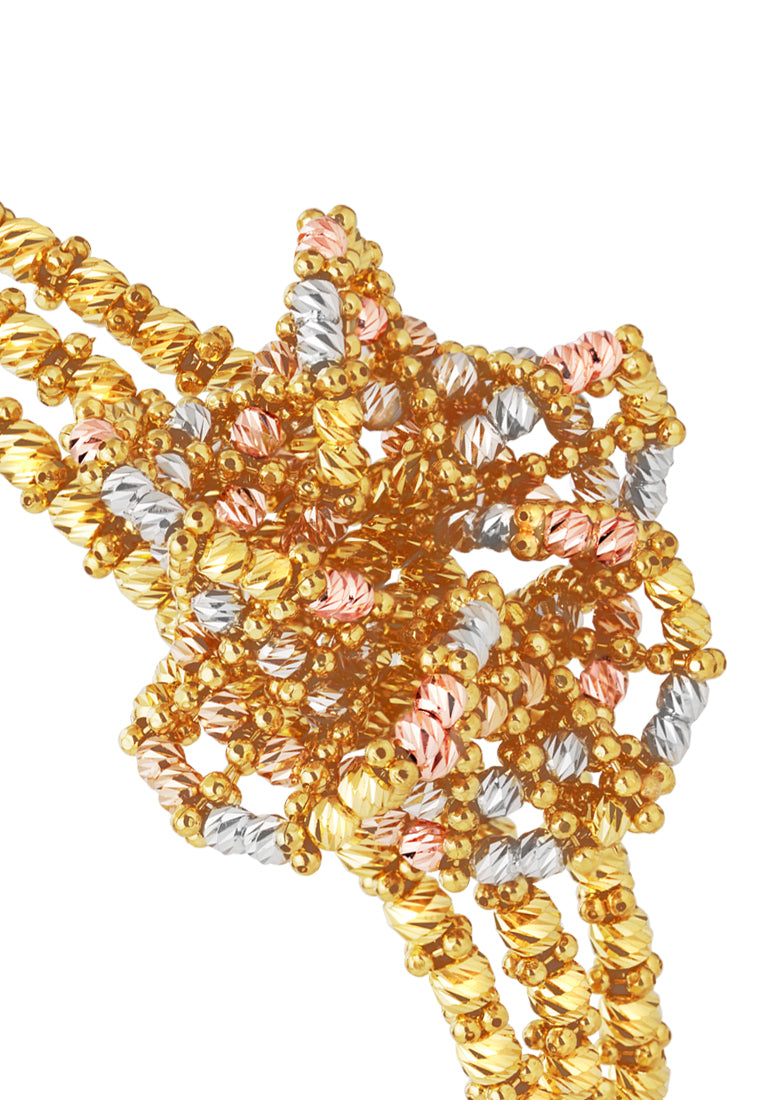 TOMEI Lusso Italia Tri-Tone Floral Bracelet, Yellow Gold 916