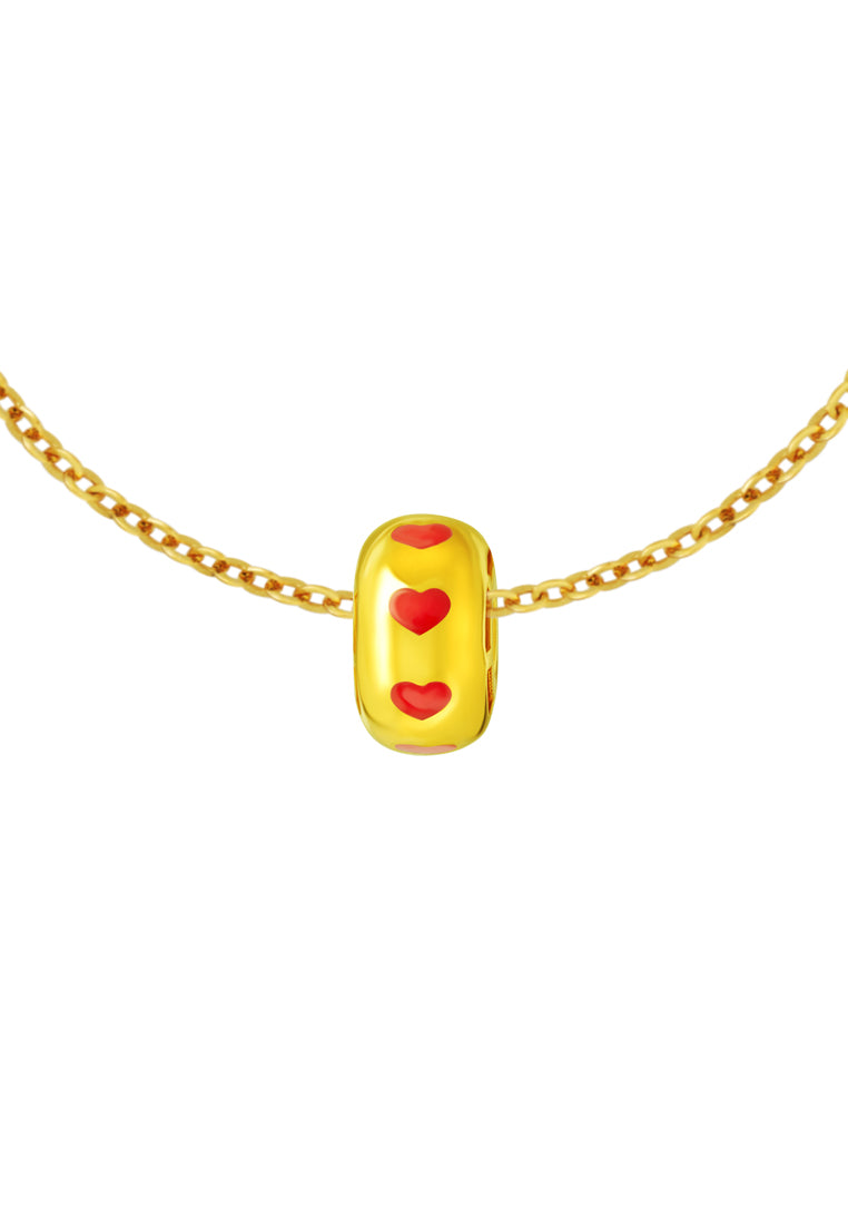 TOMEI Lusso Italia Red Heart Wheel Pendant, Yellow Gold 916