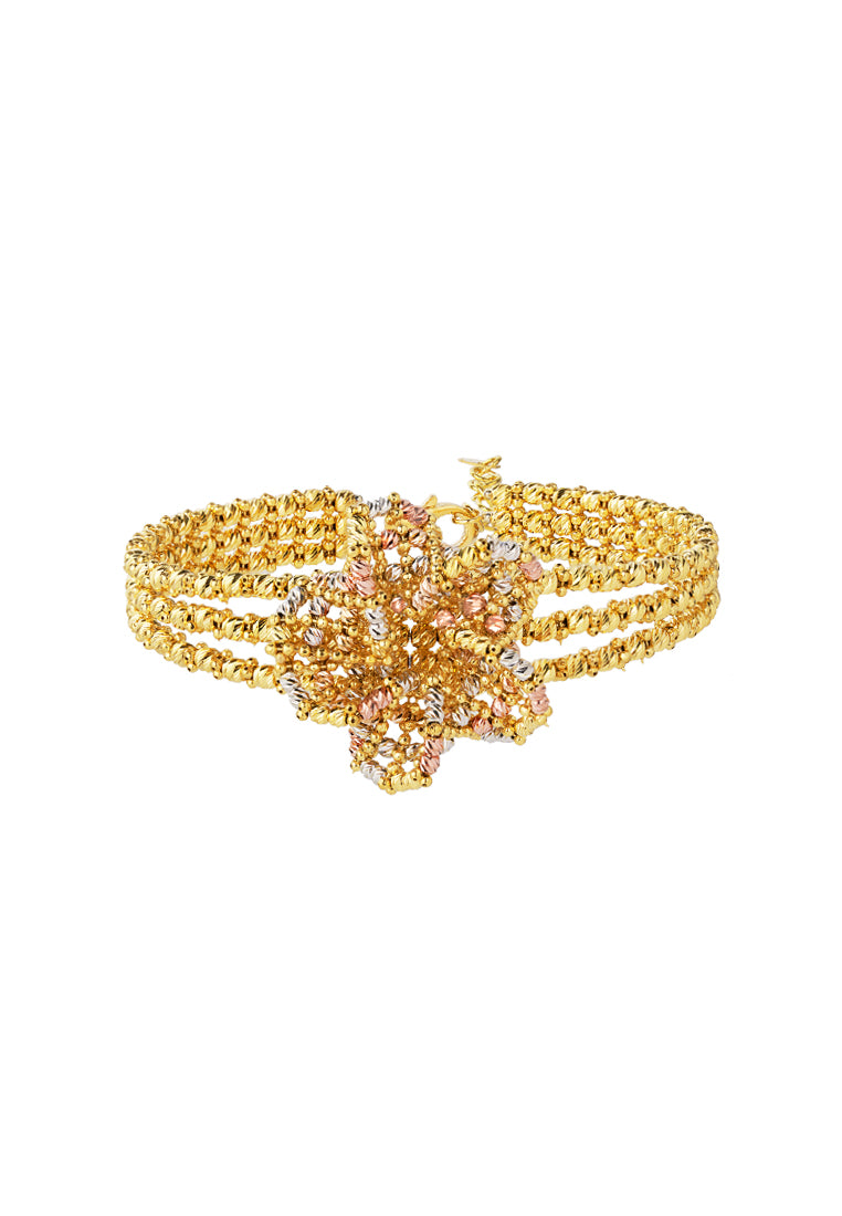 TOMEI Lusso Italia Tri-Tone Floral Bracelet, Yellow Gold 916