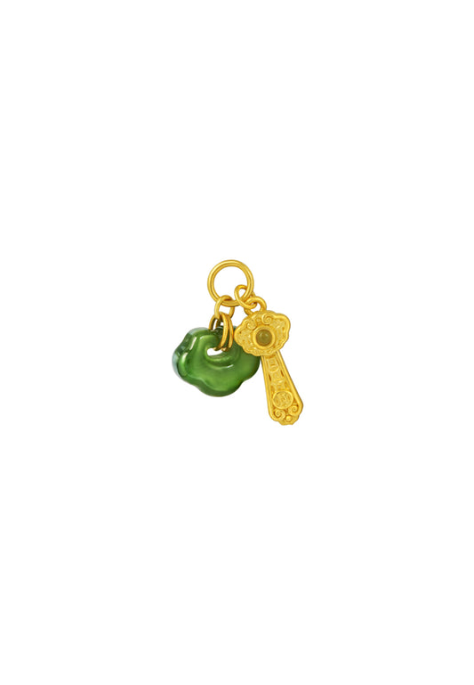 TOMEI Nephrite Ruyi Charm, Yellow Gold 999