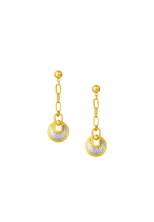 TOMEI Lusso Italia Dual-Tone Lock Pad Earrings, Yellow Gold 916