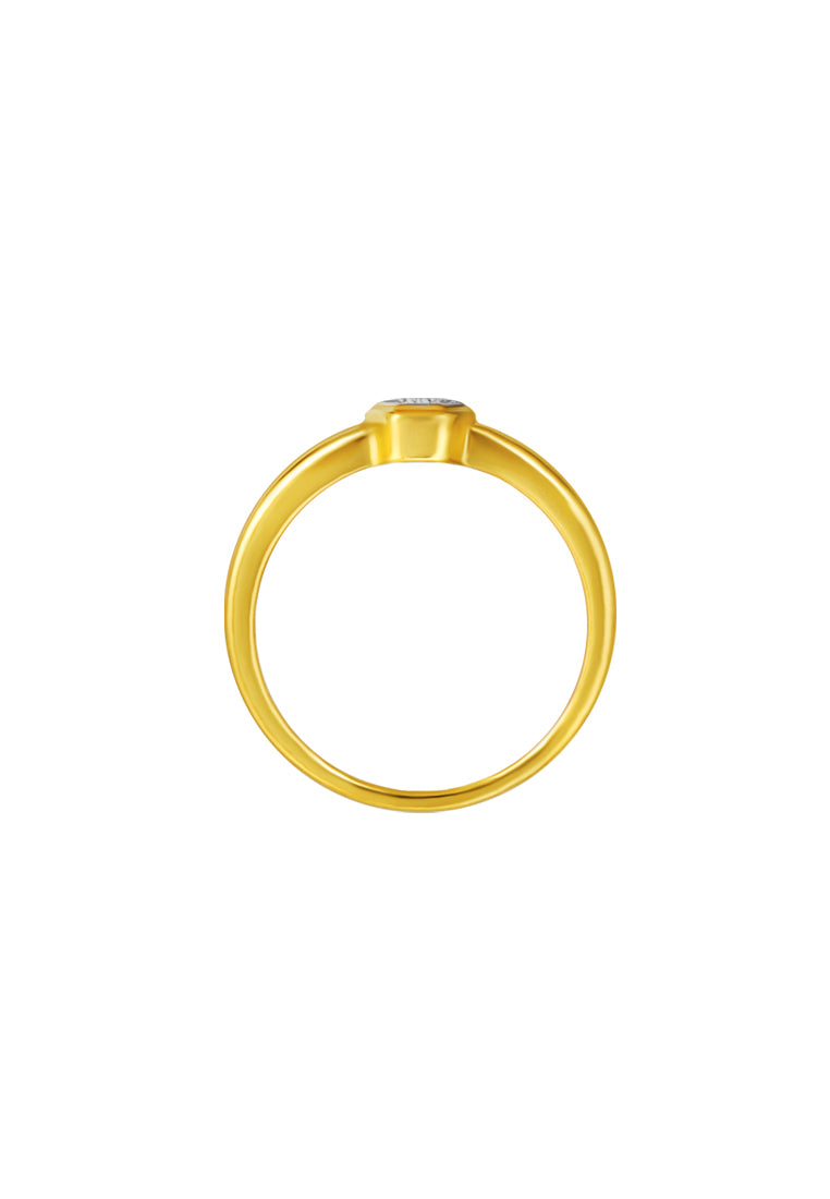 TOMEI Diamond Cut Collection Hexagon Ring, Yellow Gold 916