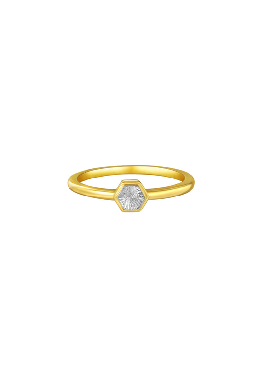 TOMEI Diamond Cut Collection Hexagon Ring, Yellow Gold 916