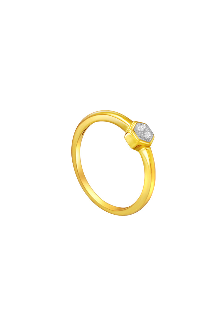 TOMEI Diamond Cut Collection Hexagon Ring, Yellow Gold 916