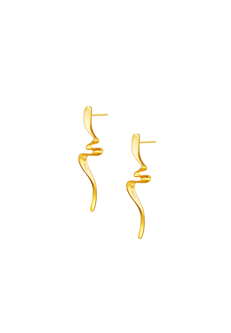 TOMEI Anastasia Wave-Like Earrings, Yellow Gold 916