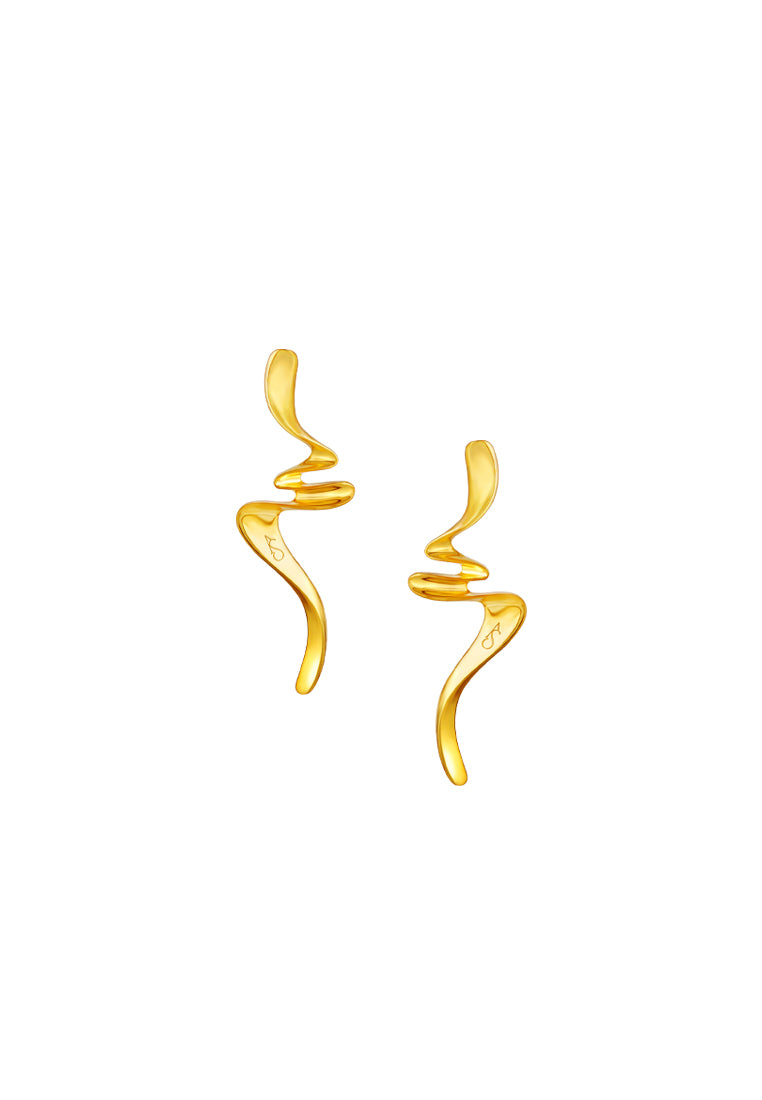 TOMEI Anastasia Wave-Like Earrings, Yellow Gold 916