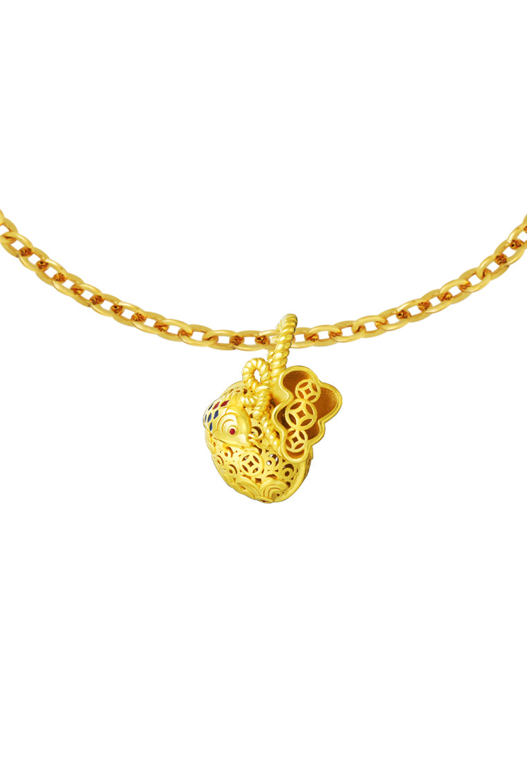 TOMEI Money Bag Pendant, Yellow Gold 916