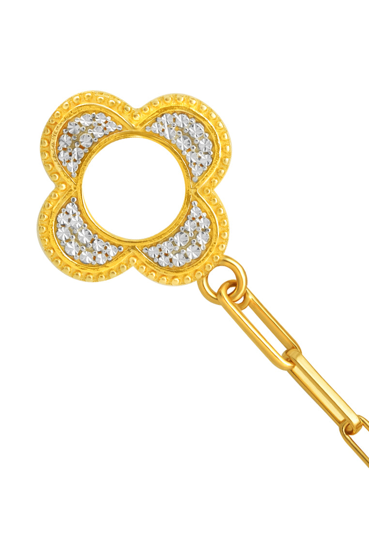 TOMEI Diamond Cut Collection Flower Bracelet, Yellow Gold 916