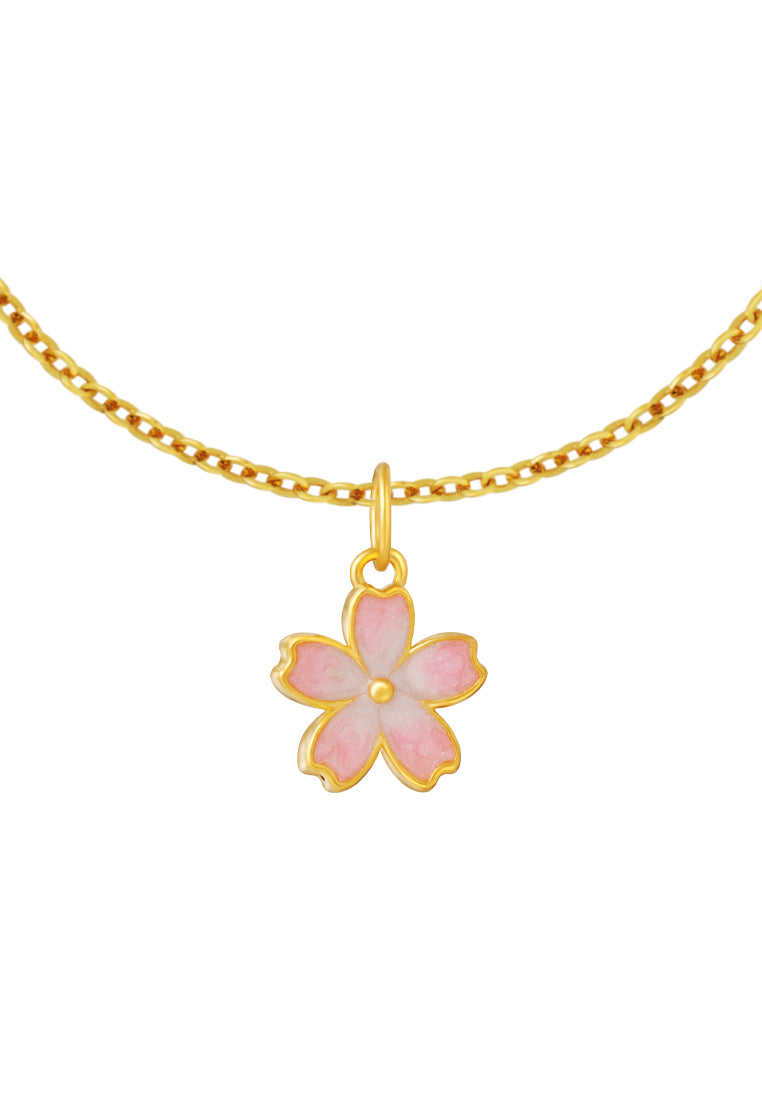 TOMEI Sakura Pendant, Yellow Gold 999