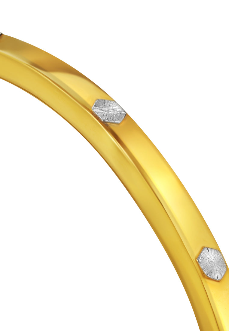 TOMEI Diamond Cut Collection Bangle, Yellow Gold 916