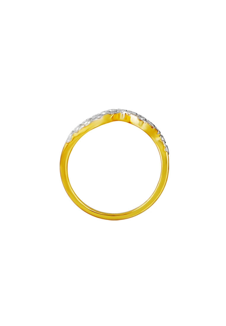 TOMEI Diamond Cut Collection Wavy Ring, Yellow Gold 916