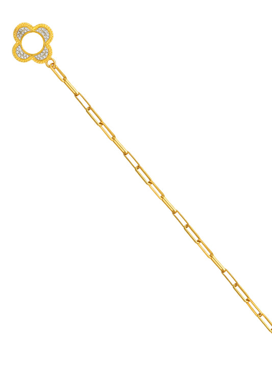 TOMEI Diamond Cut Collection Flower Bracelet, Yellow Gold 916