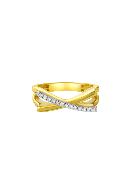 TOMEI Diamond Cut Collection Criss Cross Ring, Yellow Gold 916