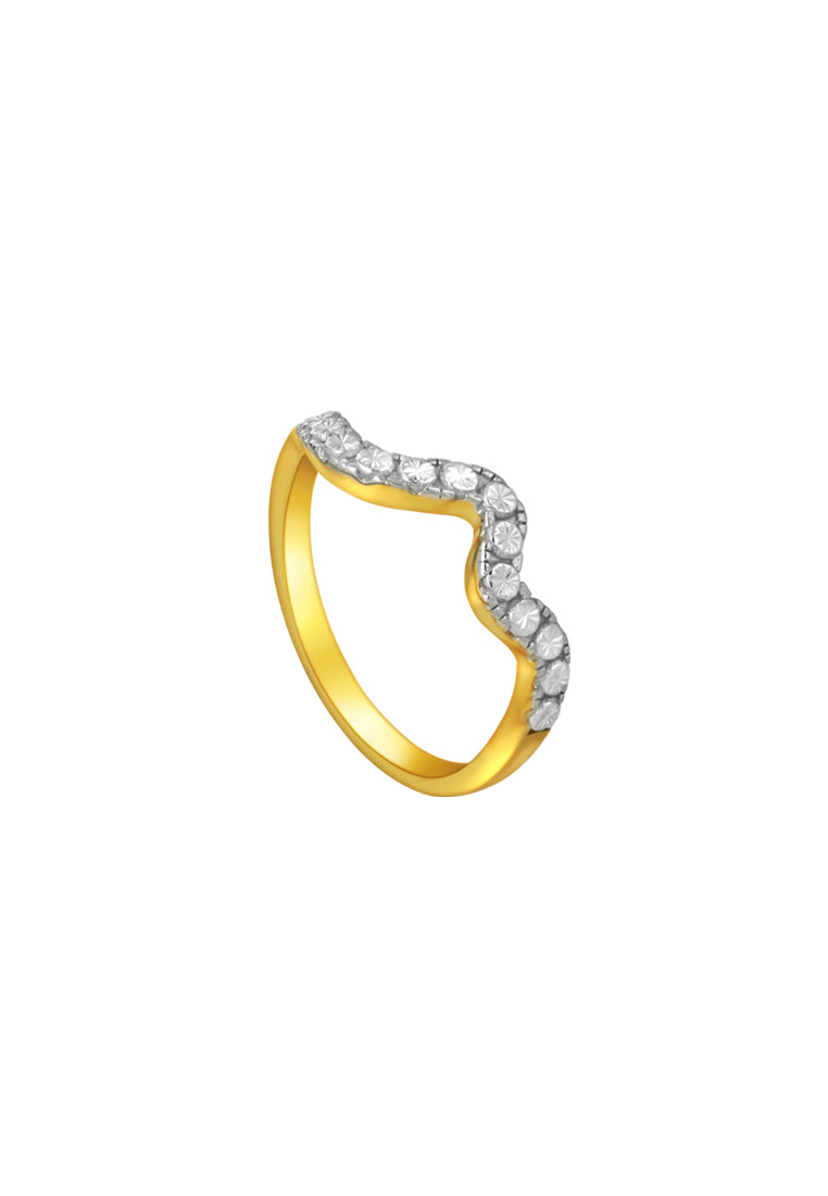 TOMEI Diamond Cut Collection Wavy Ring, Yellow Gold 916