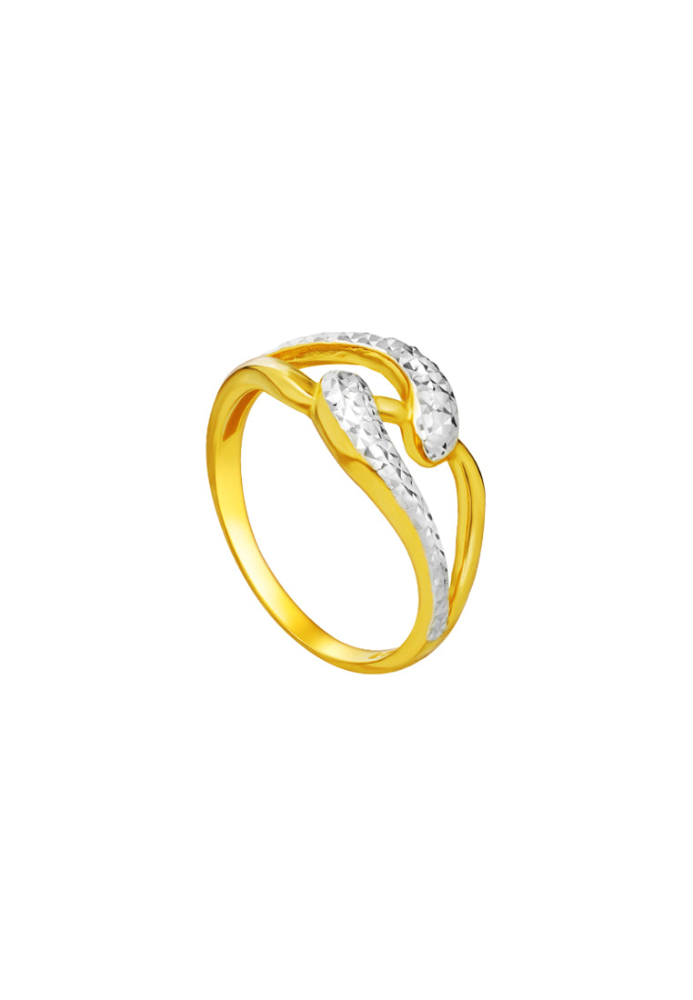 TOMEI Dual-Tone Ring, Yellow Gold 916