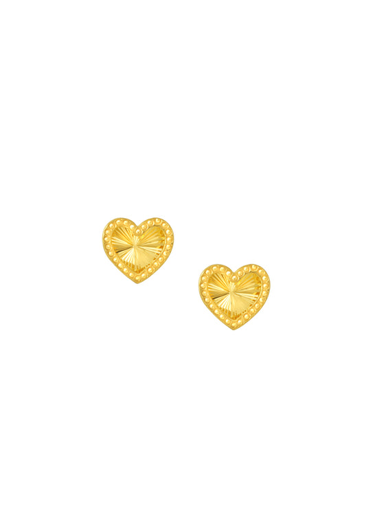 TOMEI Heart Earrings, Yellow Gold 916