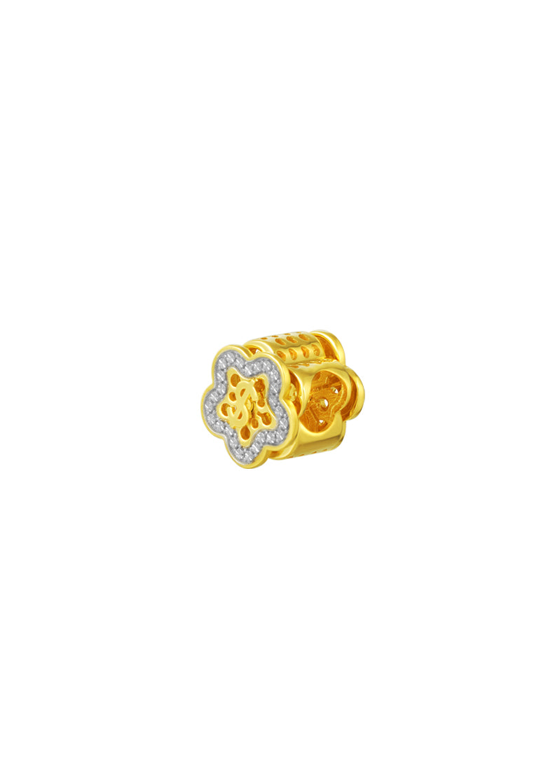 TOMEI Chomel Collection Wealthy Flower Charm, Yellow Gold 916