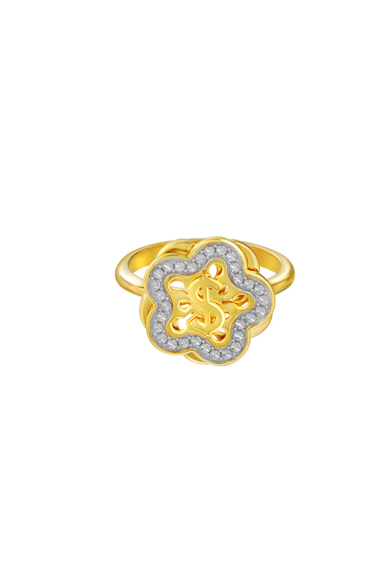 TOMEI Diamond Cut Collection Wealthy Flower Ring, Yellow Gold 916