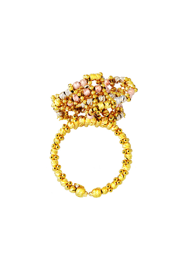 TOMEI Lusso Italia Tri-Tone Floral Ring, Yellow Gold 916