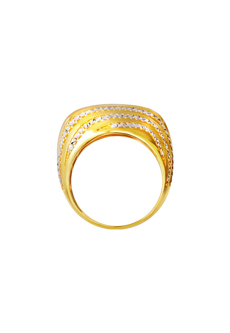 TOMEI Lusso Italia Dual-Tone Wave Inspired Ring, Yellow Gold 916