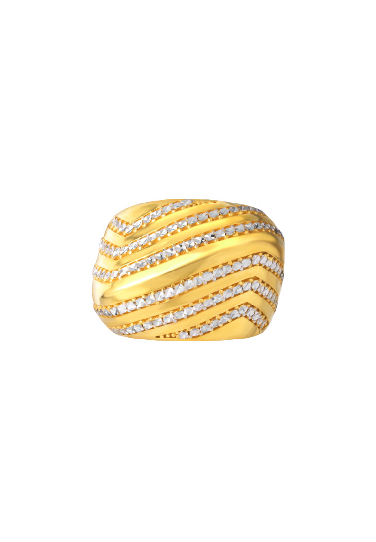 TOMEI Lusso Italia Dual-Tone Wave Inspired Ring, Yellow Gold 916