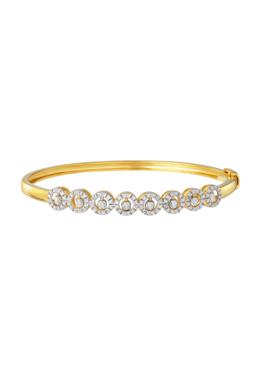 TOMEI Diamond Cut Collection Bangle With Bead, Yellow Gold 916