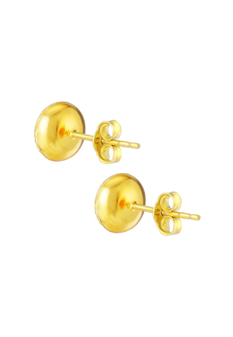 TOMEI Lusso Italia Lasered Button Earrings, Yellow Gold 916