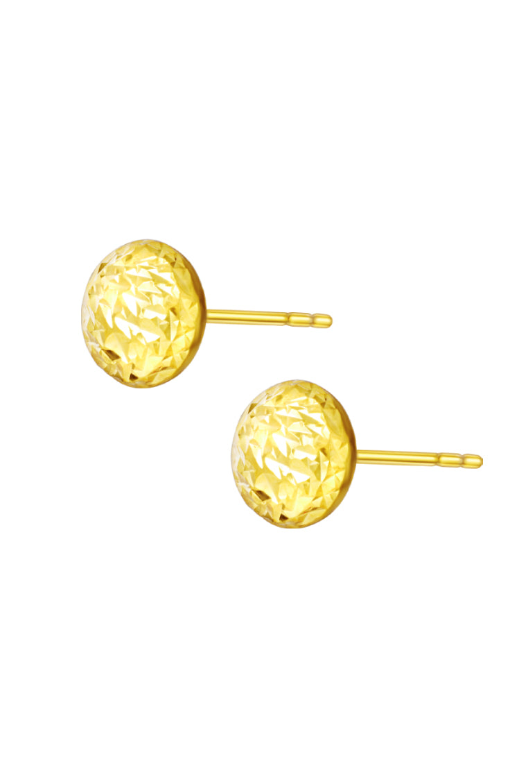 TOMEI Lusso Italia Lasered Button Earrings, Yellow Gold 916