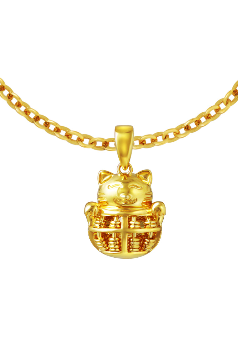 TOMEI Fortune Cat Abacus Pendant, Yellow Gold 916