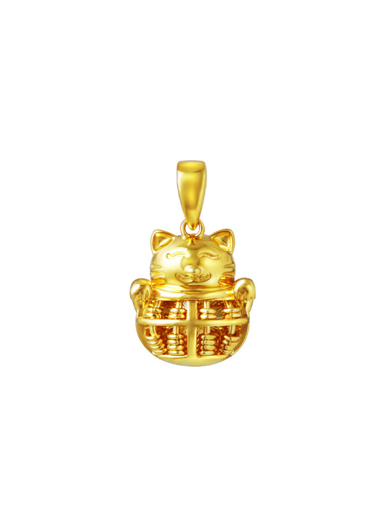 TOMEI Fortune Cat Abacus Pendant, Yellow Gold 916