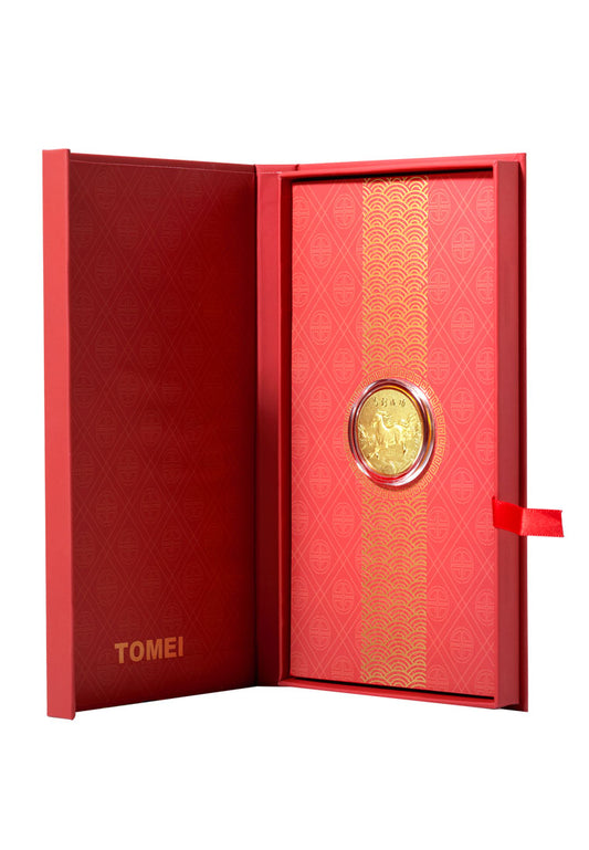 TOMEI Ma Dao Cheng Gong Horse Gold Wafer 0.1G, Yellow Gold 9999