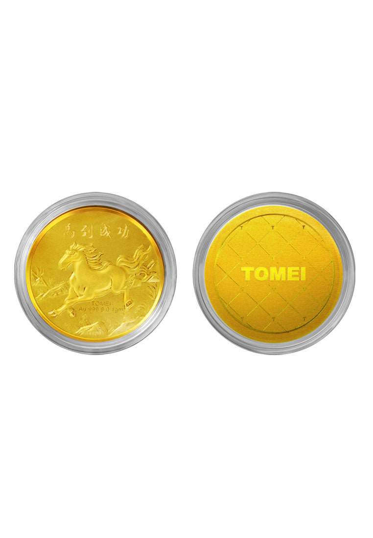 TOMEI Ma Dao Cheng Gong Horse Gold Wafer 0.1G, Yellow Gold 9999