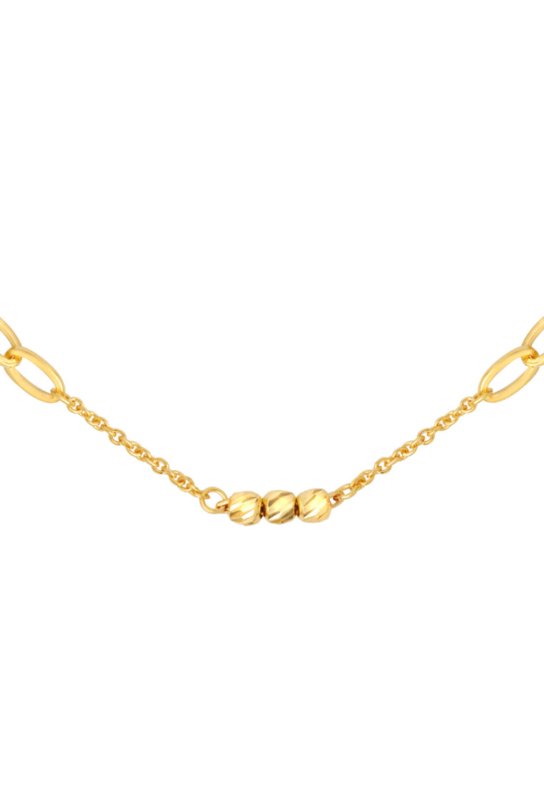 TOMEI Etched Bead Link Necklace, Yellow Gold 916