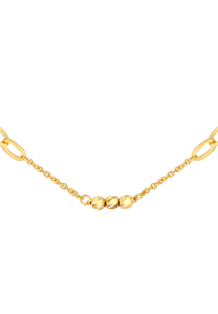 TOMEI Etched Bead Link Necklace, Yellow Gold 916