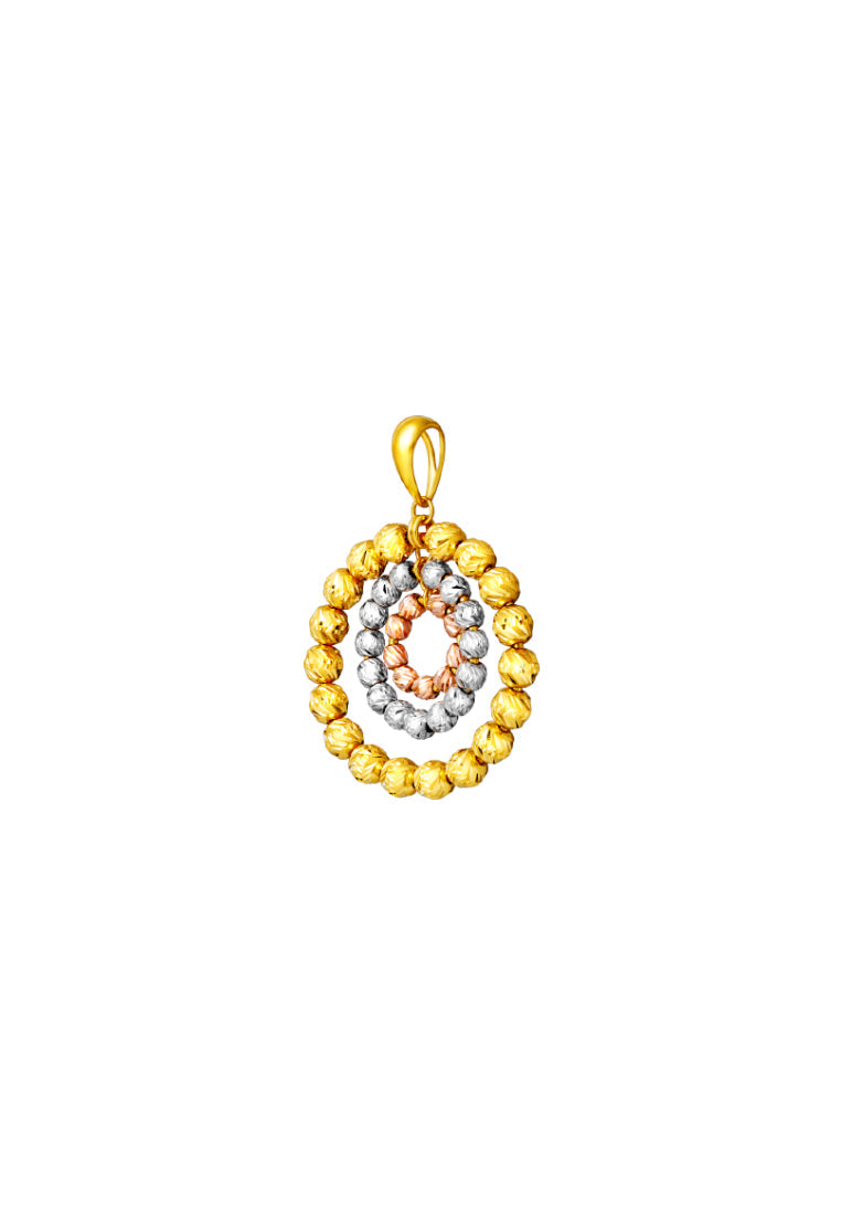 TOMEI Trio-Circle Of Bead Pendant, Yellow Gold 916