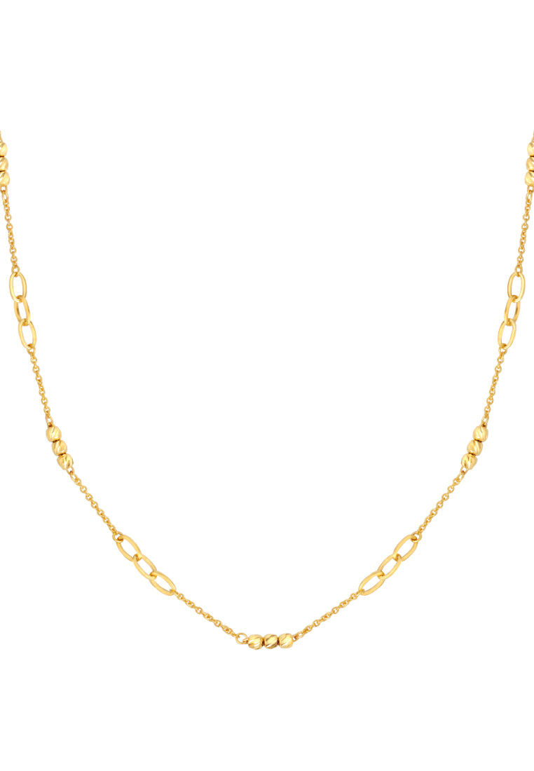 TOMEI Etched Bead Link Necklace, Yellow Gold 916