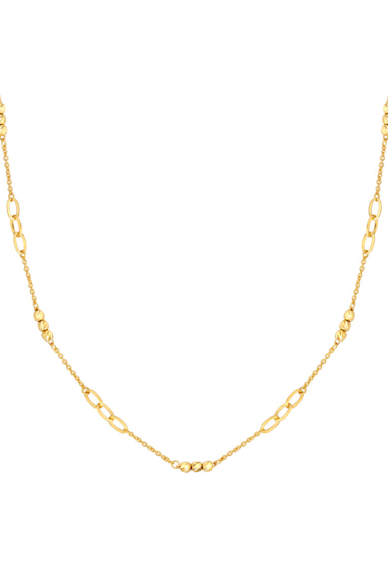 TOMEI Etched Bead Link Necklace, Yellow Gold 916