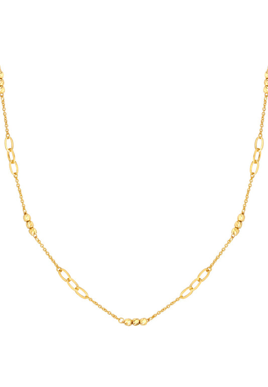 TOMEI Etched Bead Link Necklace, Yellow Gold 916