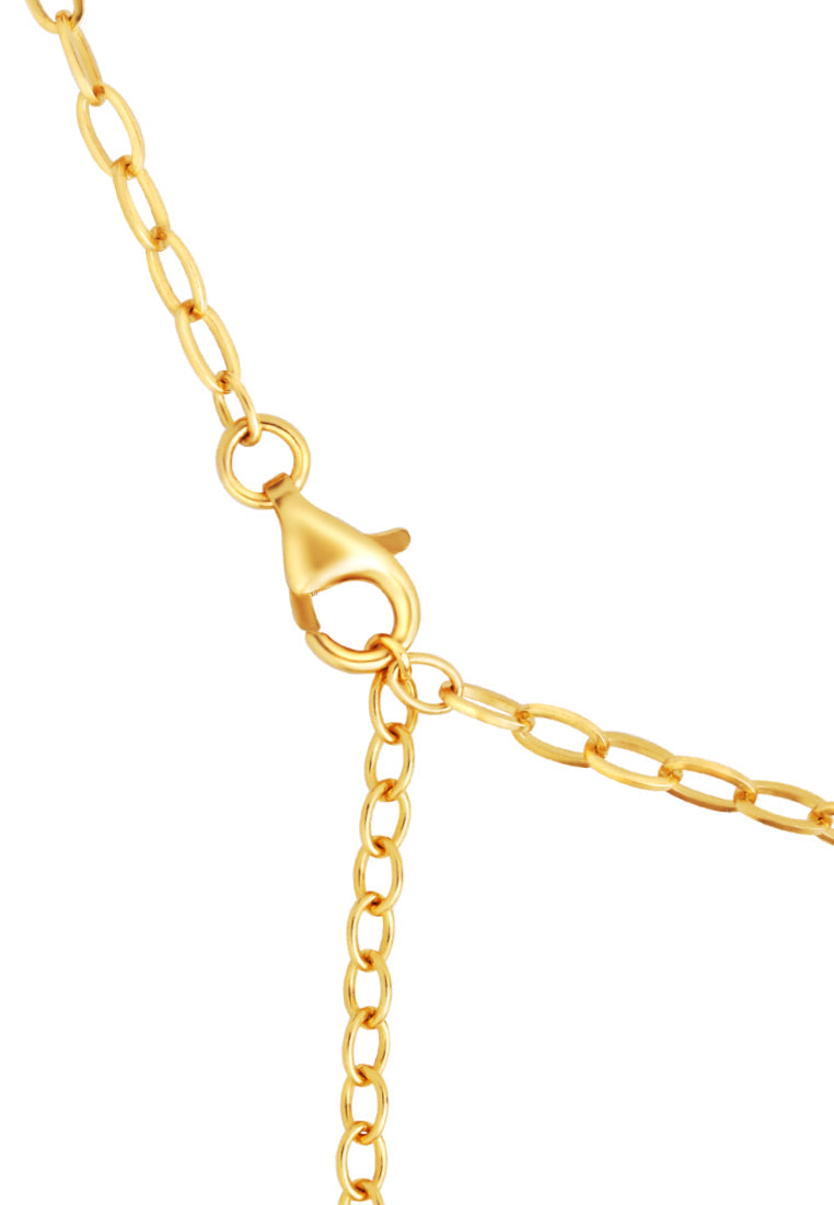 TOMEI Tritone Etched Quartet Chain Link Necklace, Yellow Gold 916