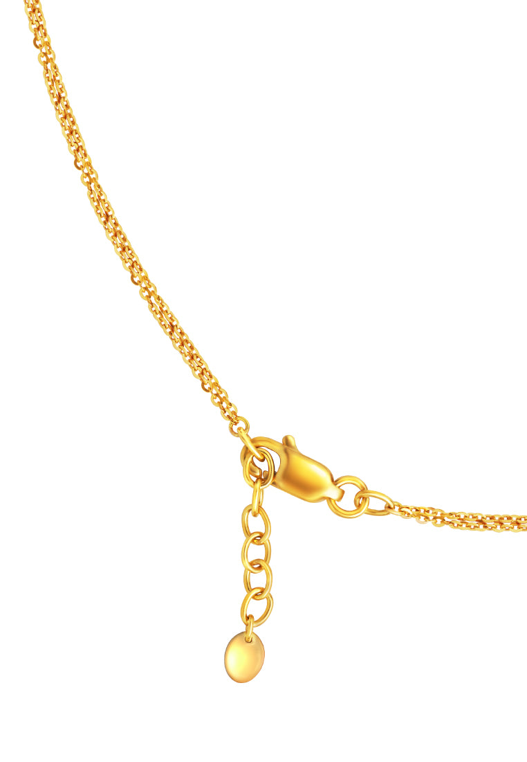 TOMEI Tri Tone Interwoven Beaded Necklace, Yellow Gold 916