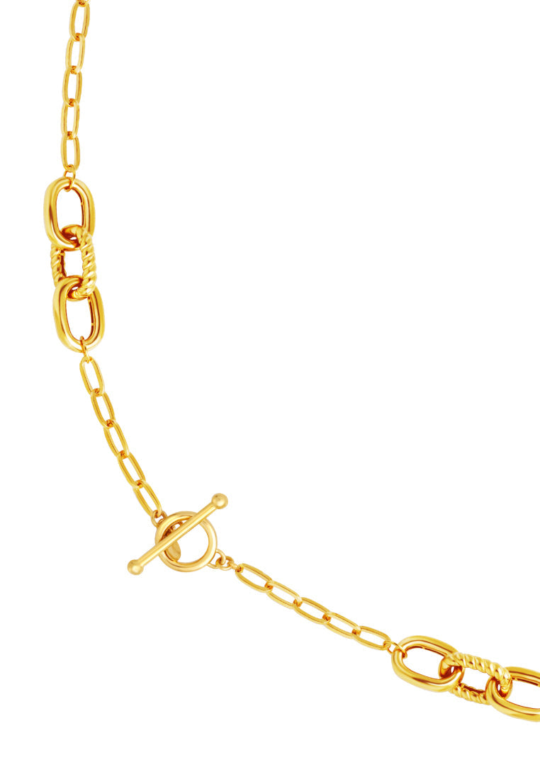 TOMEI Sculpted Trio Link Necklace, Yellow Gold 916