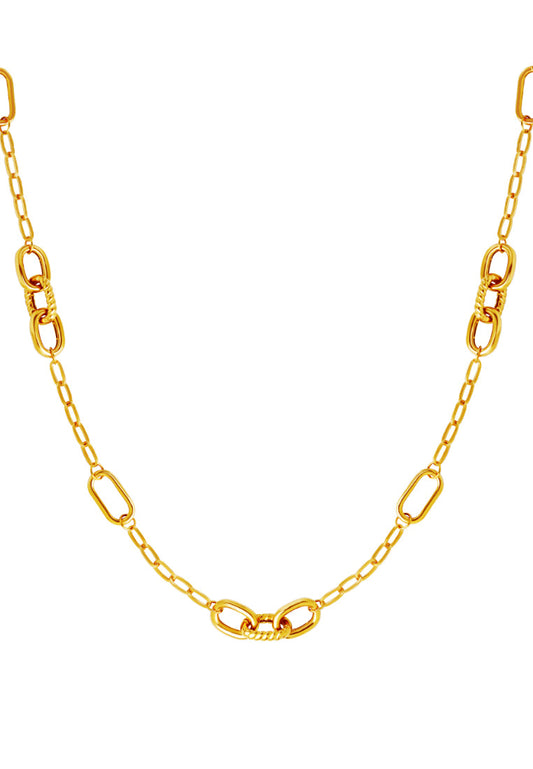 TOMEI Sculpted Trio Link Necklace, Yellow Gold 916