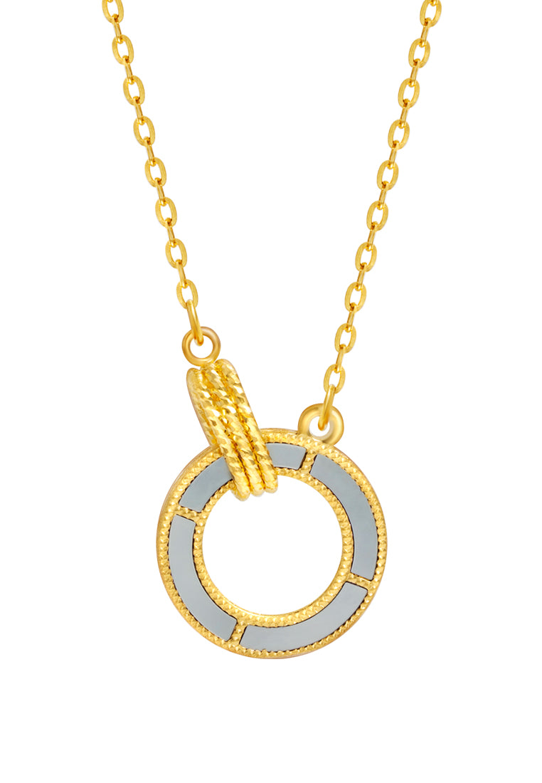 TOMEI Mother-Of-Pearl Circle Necklace, Yellow Gold 999 (5G)