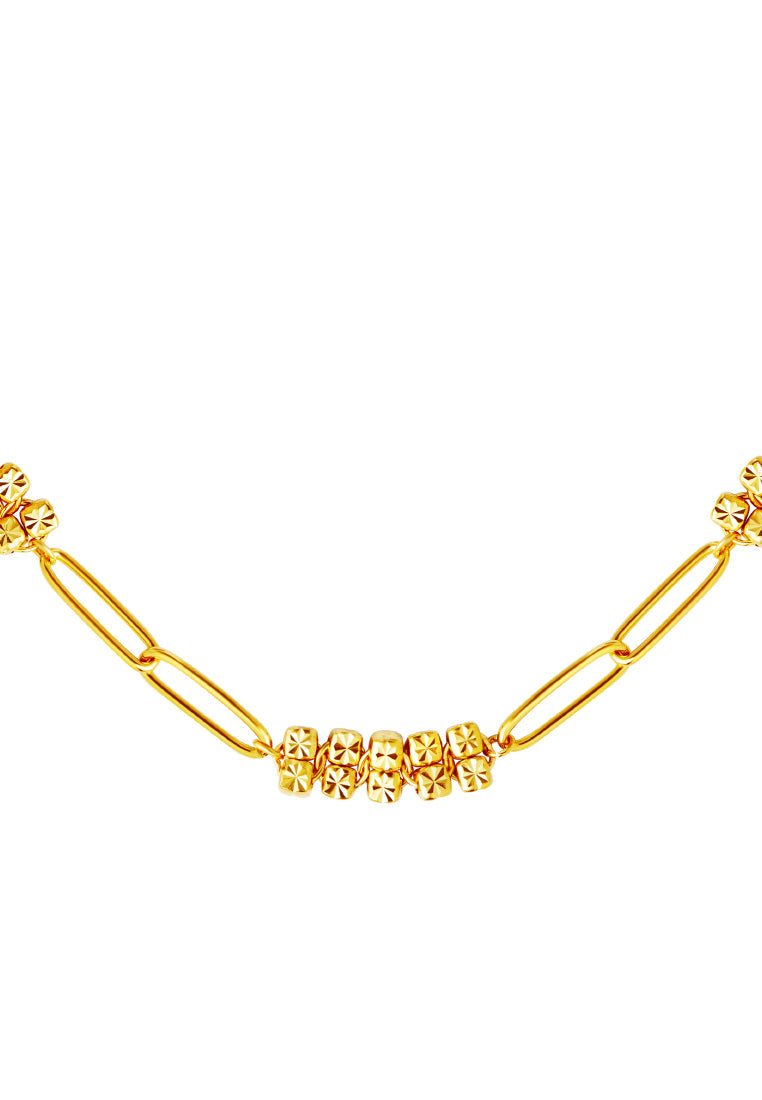 TOMEI Etched Quartet Chain Link Necklace, Yellow Gold 916