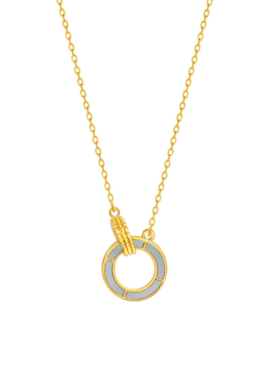 TOMEI Mother-Of-Pearl Circle Necklace, Yellow Gold 999 (5G)